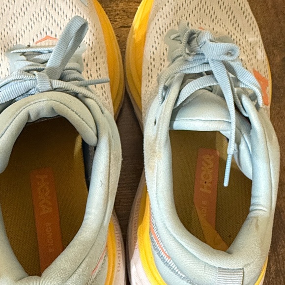 Hoka Light bondi 8 Blue and Yellow Women's Running Shoes - Picture 6 of 7